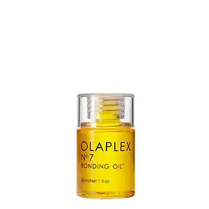 Huile de fixation Olaplex No.7 pour cheveux brillants et réparés.