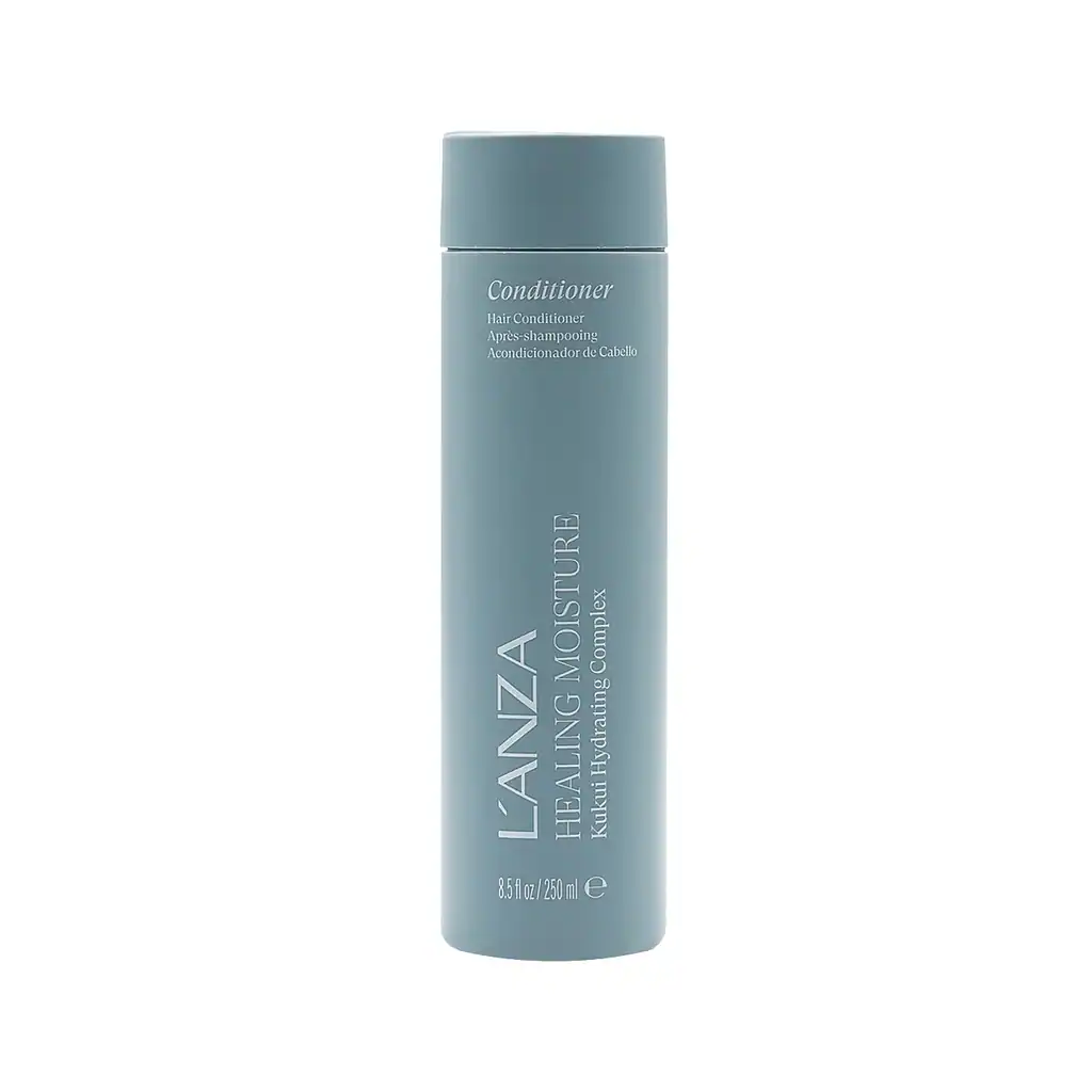 Flacon de conditionneur capillaire hydratant pour cheveux abîmés, soin réparateur et nourrissant.