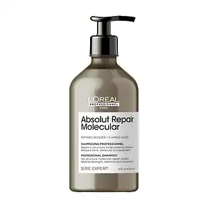 Shampooing réparateur pour cheveux abîmés, structure moléculaire renforcée, 500 ml.