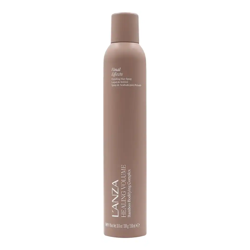 Flacon de lotion capillaire volume et brillance pour cheveux fins et ternes.