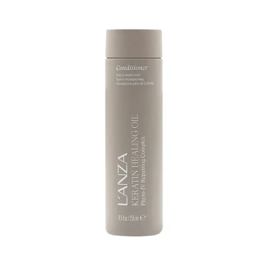 Flacon d'huile capillaire nourrissante Lanza pour cheveux sains et brillants.