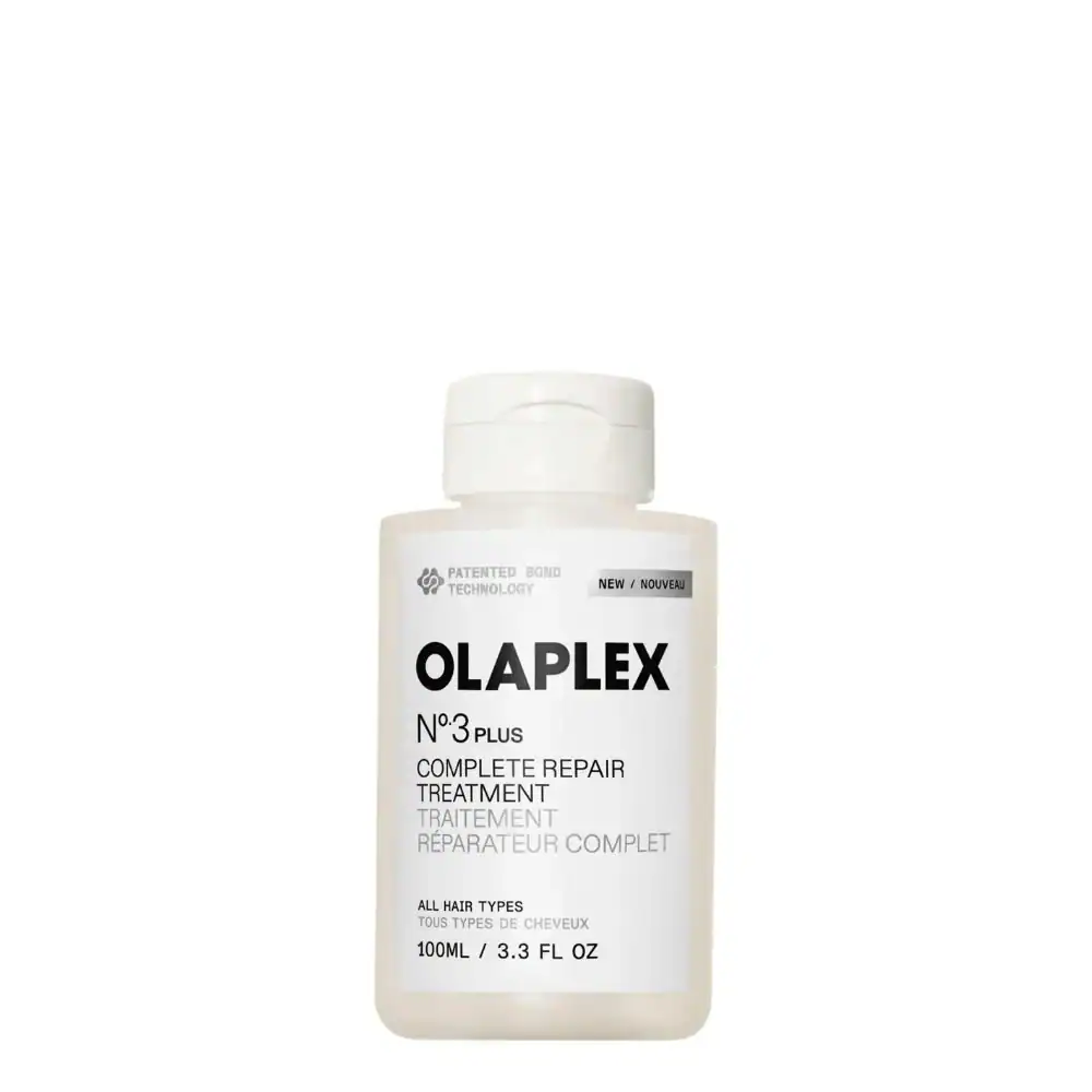 Flacon OLAPLEX N°3 Plus pour réparation capillaire, soin complet pour tous types de cheveux.